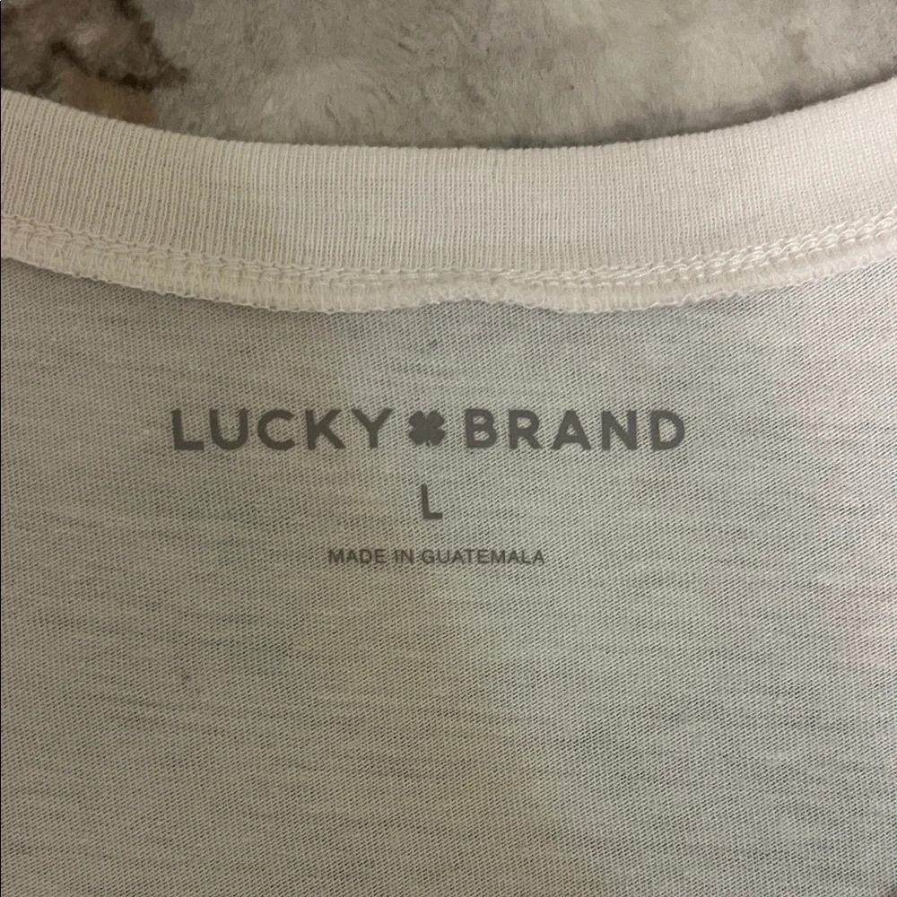 Lucky Brand Women's White Tee with Colorful Butterfly Design - Picture 2 of 4